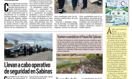 Portada RCG Carbonífera [18 de enero de 2025] Coordinan operativos invernales en todo Coahuila; realizan conferencia ‘Si Te Drogas, Te Dañas’ en Sabinas y más…