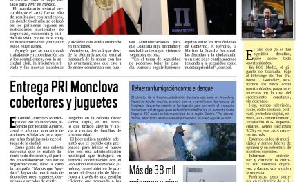 Portada RCG Centro [1 de enero de 2025] Este 2025 sigamos hacia adelante juntos por Coahuila: Manolo Jiménez; Cortocircuito provoca incendio en Monclova y más…