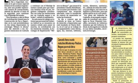 Portada RCG Fronteriza [22 de enero de 2025] Abordan atención a repatriados y blindaje de Coahuila en reunión de seguridad; buscan impacto positivo en la industria para este 2025 y más…