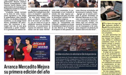 Portada RCG Lagunera [11 de enero de 2025] Seguimos proyectando el nombre de Coahuila hacia México y el mundo; reactivarán obras de Agua Saludable y más…