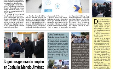 Portada RCG Lagunera [24 de enero de 2025] Comienzan labores en el Grupo de Coordinación Operativo de Torreón; Bomberos de Torreón acuden a California para combatir incendios y más…