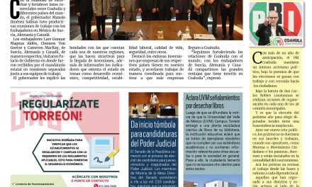 Portada RCG Lagunera [31 de enero de 2025] Se reúne Manolo Jiménez con embajadores de Suecia, Alemania y Canadá; presenta ICAI su Informe Anual de Actividades y más…