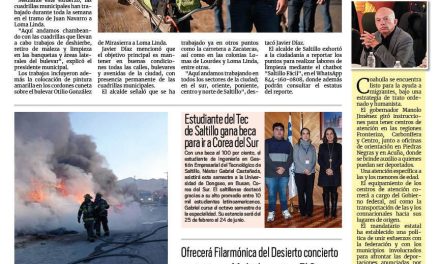 Portada RCG Media [26 de enero de 2025] Avanza programa ‘Aquí Andamos’ para mantener limpio a Saltillo; La gasolina sigue subiendo; Seguridad de los habitantes de Ramos Arizpe es primordial y más…