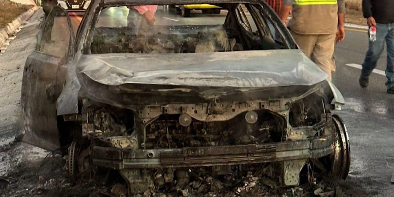 Se incendia automóvil en carretera