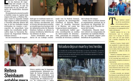 Portada RCG Carbonífera [03 de febrero de 2025] Logramos buenos indicadores en seguridad: Manolo Jiménez; bomberos controlan incendio junto al arroyo Aguililla  y más…