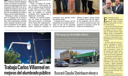 Portada RCG Centro [17 de febrero de 2025] Impulsarán programas para atender a niños con cáncer en la entidad; trabaja Carlos Villarreal en mejoras del alumbrado público y más…