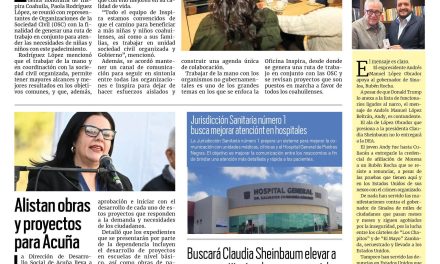 Portada RCG Fronteriza [17 de febrero de 2025] Impulsarán programas para atender a niños con cáncer en la entidad; alistan obras y proyectos para Acuña y más…