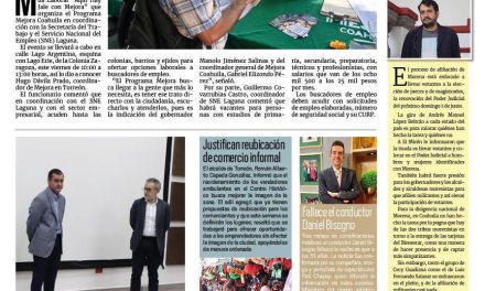 Portada RCG Lagunera [21 de febrero de 2025]Llega programa ‘Aquí Hay Jale Con Mejora’ a la región Laguna; toman protesta a los nuevos consejeros del IMPLAN y más…
