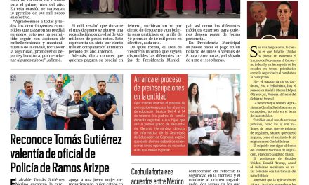 Portada RCG Media [05 de febrero de 2025] Celebra Javier Díaz Primer Gran Sorteo del Predial 2025; reconoce Tomás Gutiérrez valentía de oficial de Policía de Ramos Arizpe y más…