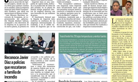 Portada RCG Media [19 de febrero de 2025] Inicia Coahuila el 2025 con más inversiones; reconoce Javier Díaz a policías que rescataron a familia de incendio y más…