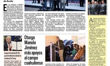 Portada RCG Media [28 de febrero de 2025] Entrega Fundación RCG bicicletas eléctricas a la Policía Turística de Saltillo; otorga Manolo Jiménez más apoyos al campo coahuilense y más…