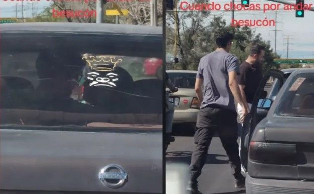 Video: Pareja choca por andar de ‘besucones’ en pleno tráfico