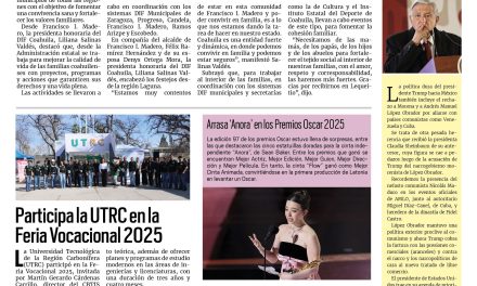 Portada RCG Carbonífera [03 de marzo de 2025] Trabaja DIF Coahuila para fortalecer el núcleo familiar; participa la UTRC en Feria Vocacional 2025 y más…