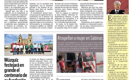 Portada RCG Carbonífera [04 de marzo de 2025] Invertirá Coahuila mil 268 mdp en obras de seguridad e infraestructura; Múzquiz festejará en grande el centenario de su fundación y más…