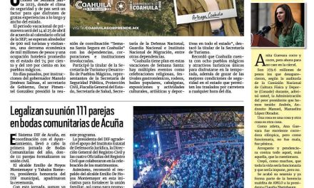 Portada RCG Fronteriza [30 de marzo de 2025] Coahuila, listo para recibir al turismo en Semana Santa; Aplicarán sanciones a dueños irresponsables de mascotas y más…