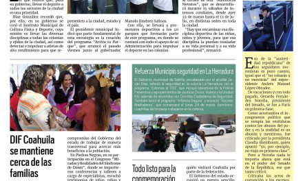 Portada RCG Media [23 de marzo de 2025] Impulso al deporte es prioridad en Saltillo; Inaugura Tomás Gutiérrez la Liga ‘Ojo de Agua’ y más…