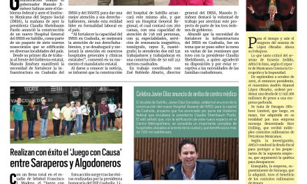 Portada RCG Media [29 de marzo de 2025] Llegará nuevo hospital de especialidades IMSS a Saltillo; fortalece Tomás Gutiérrez al campo de Ramos Arizpe y más…