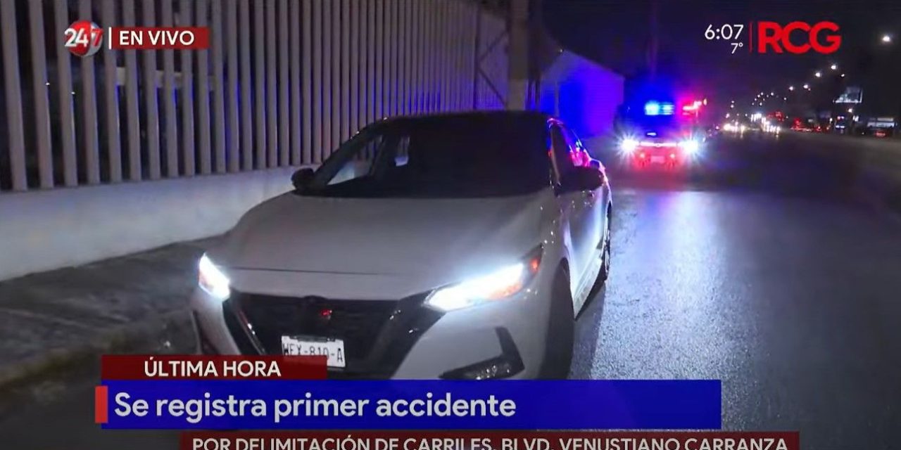 Ya empezaron los accidentes por delimitación de carriles en V. Carranza