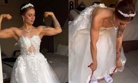 Novia fitness se viraliza por entrenar con vestido de novia antes de su boda