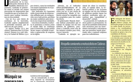 Portada RCG Carbonífera [5 de abril de 2025] Encabeza Coahuila entidades predilectas para invertir en México; múzquiz se prepara para Semana Santa  y más…