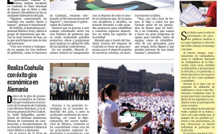 Portada RCG Carbonífera [7 de abril de 2025] Fomentamos el deporte por una sociedad más sana: Manolo Jiménez; autoridades rinden homenaje a Melchor Múzquiz y más…
