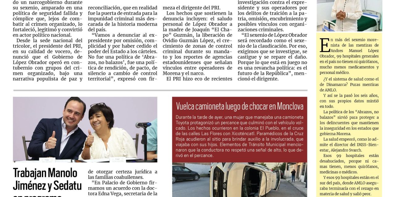 Portada RCG Centro [3 de abril de 2025] Denuncian a AMLO por pacto con el crimen organizado; inicia Carlos Villarreal obras a favor de la seguridad  y más…
