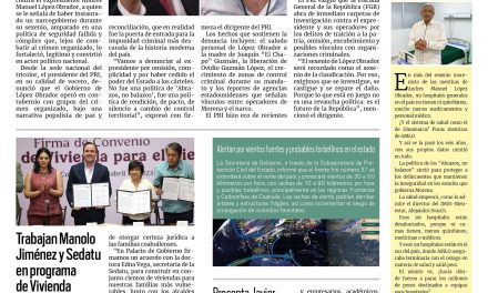 Portada RCG Media [3 de abril de 2025] Denuncian a AMLO por pacto con el crimen organizado; trabajan Manolo Jiménez y Sedatu en programa de Vivienda para el Bienestar y más…