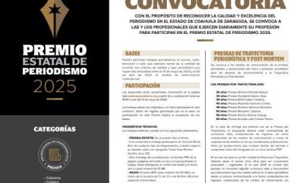 Convocan al Premio Estatal de Periodismo 2025