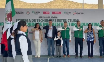 Cortan el listón inaugural a nueva techumbre en escuela al sur de Saltillo
