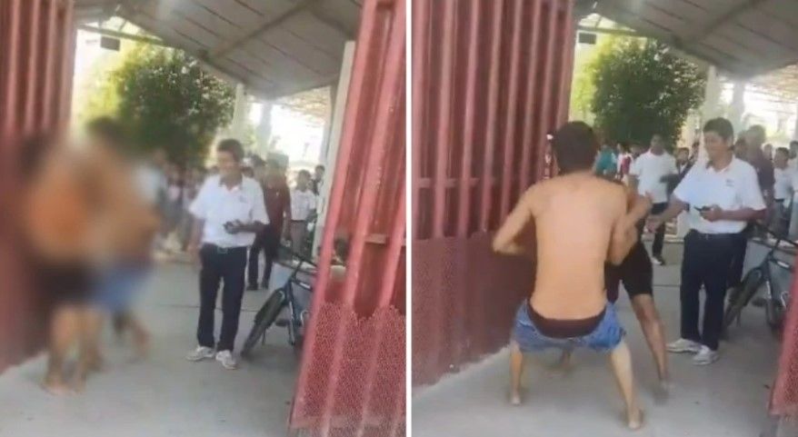 Video: Captan agresión de una mujer por su pareja en escuela de Tabasco frente a los alumnos y maestros