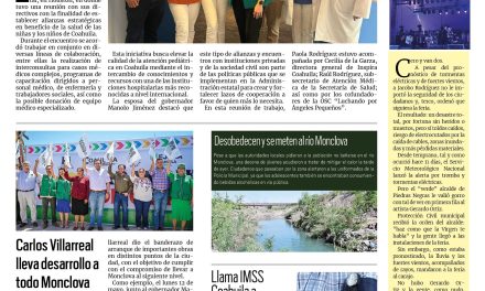 Portada RCG Centro [19 de mayo de 2025] Inspira Coahuila establece alianza con el Texas Children’s Hospital; Carlos Villarreal lleva desarrollo a todo Monclova y más…