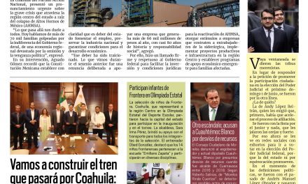 Portada RCG Centro [22 de mayo de 2025] Exige Gerardo Aguado rescate urgente para Altos Hornos de México; vamos a construir el tren que pasará por Coahuila: Manolo Jiménez y más…