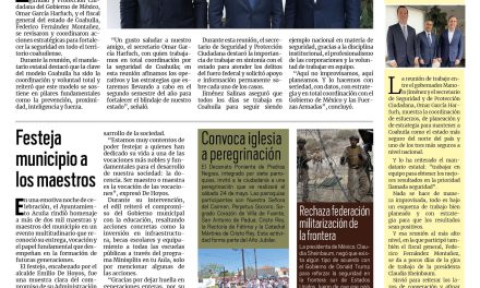 Portada RCG Fronteriza [24 de mayo de 2025] Fortalecen estrategias de seguridad en Coahuila; llevan jornada de salud a jóvenes por el Día del Estudiante y más…