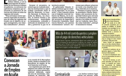 Portada RCG Fronteriza [27 de mayo de 2025] Activan operativos para fortalecer la seguridad de Coahuila; convocan a Jornada de Empleo en Acuña y más…