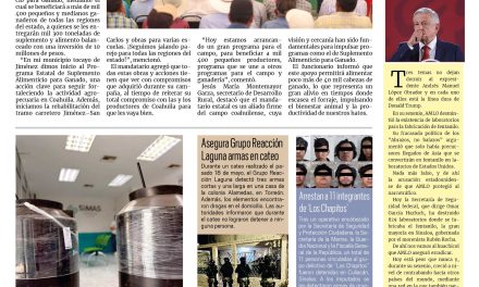 Portada RCG Lagunera [20 de mayo de 2025] Da inicio Manolo Jiménez al Programa de Suplemento Alimenticio para Ganado; Simas Torreón invita a adquirir tinacos a bajo costo y más…