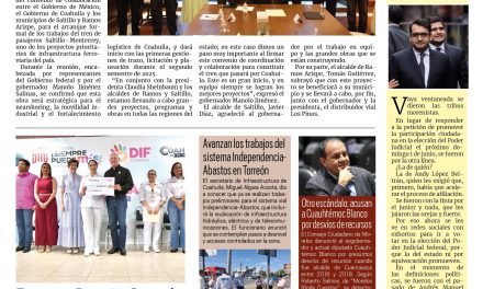 Portada RCG Lagunera [22 de mayo de 2025] Vamos a construir el tren que pasará por Coahuila: Manolo Jiménez; entrega Román Cepeda apoyos económicos para estudiantes y más…