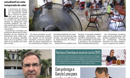 Portada RCG Nacional e Internacional [24 de mayo de 2025] Informa Secretaría de Educación medidas ante altas temperaturas; critican a Esteban Moctezuma por celebrar impuesto a remesas del 3.5 por ciento y más…