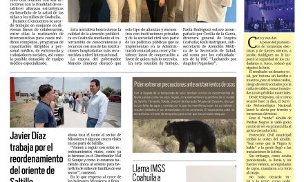 Portada RCG Media [19 de mayo de 2025] Inspira Coahuila establece alianza con el Texas Children’s Hospital; Javier Díaz trabaja por el reordenamiento del oriente de Saltillo y más…