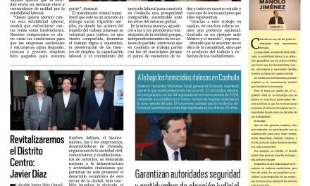 Portada RCG Media [30 de mayo de 2025] Pacto Coahuila blinda la estabilidad laboral del estado; revitalizaremos el Distrito Centro: Javier Díaz y más…