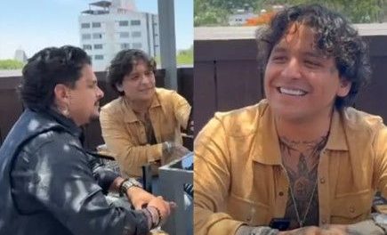 Christian Nodal se encuentra con su doble y hasta desbloquea su celular con su rostro