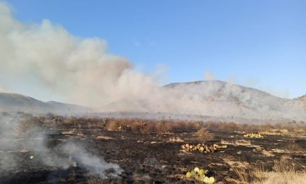 Inicia combate de incendio en el rancho Los Ángeles, por la carretera a Zacatecas