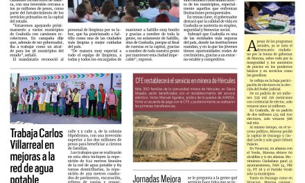Portada RCG Centro [3 de junio de 2025] Somos aliados de todos los municipios: Manolo Jiménez; trabaja Carlos Villarreal en mejoras de la red de agua potable y más…