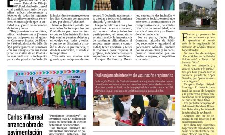 Portada RCG Centro [20 de junio de 2025] Reitera Coahuila su compromiso con la inclusión; Carlos Villarreal arranca obra de pavimentación en la colonia Lupita Murguía y más…