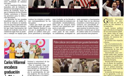 Portada RCG Centro [25 de junio de 2025] México, Coahuila y Eagle Pass trabajan en ampliación del Puente Internacional II; Carlos Villarreal encabeza graduación de ‘Mujeres al Siguiente Nivel’ y más…