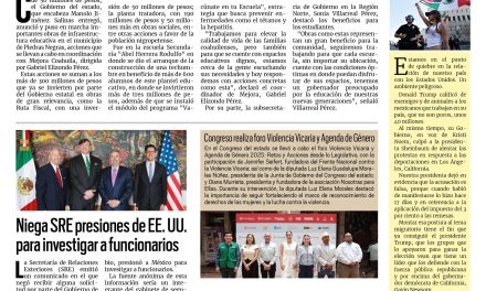 Portada RCG Fronteriza [12 de junio de 2025] Gabriel Elizondo y Sonia Villarreal gestionan más de 50 mdp para Piedras ; Negras; niega SRE presiones de EE. UU. para investigar a funcionarios y más…