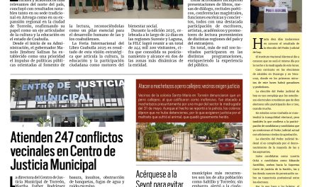 Portada RCG Lagunera [1 de junio de 2025] FILC 2025 demuestra que en Coahuila leer es de gigantes; Realizan un miniciclo agrícola en la Laguna y más…