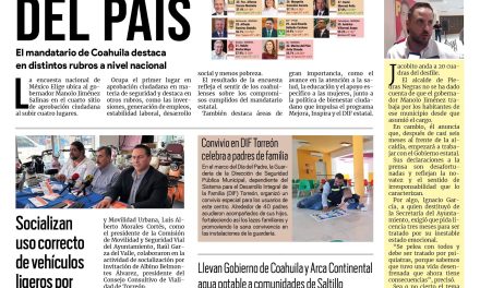 Portada RCG Lagunera [14 de junio de 2025] Manolo Jiménez, entre los mejores gobernadores del país; socializan uso correcto de vehículos ligeros por seguridad vial y más…