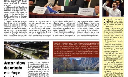 Portada RCG Lagunera [25 de junio de 2025] México, Coahuila y Eagle Pass trabajan en ampliación del Puente Internacional II; avanzan labores de alumbrado en el Parque Fundadores y Puente Plateado y más…