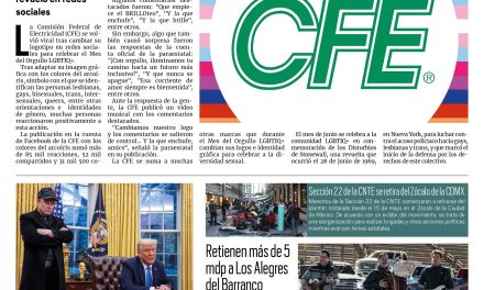 Portada RCG Nacional e Internacional [6 de junio de 2025] ‘Brilla’ la CFE tras sumarse a festejos del Mes del Orgullo; pelea entre Trump y Musk dejan a Tesla en números rojos y más…