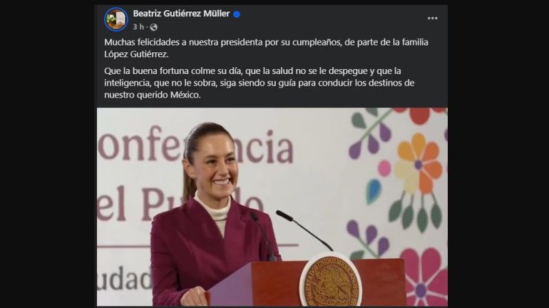 No le sobra inteligencia: Beatriz Gutiérrez Müller felicita a Sheinbaum
